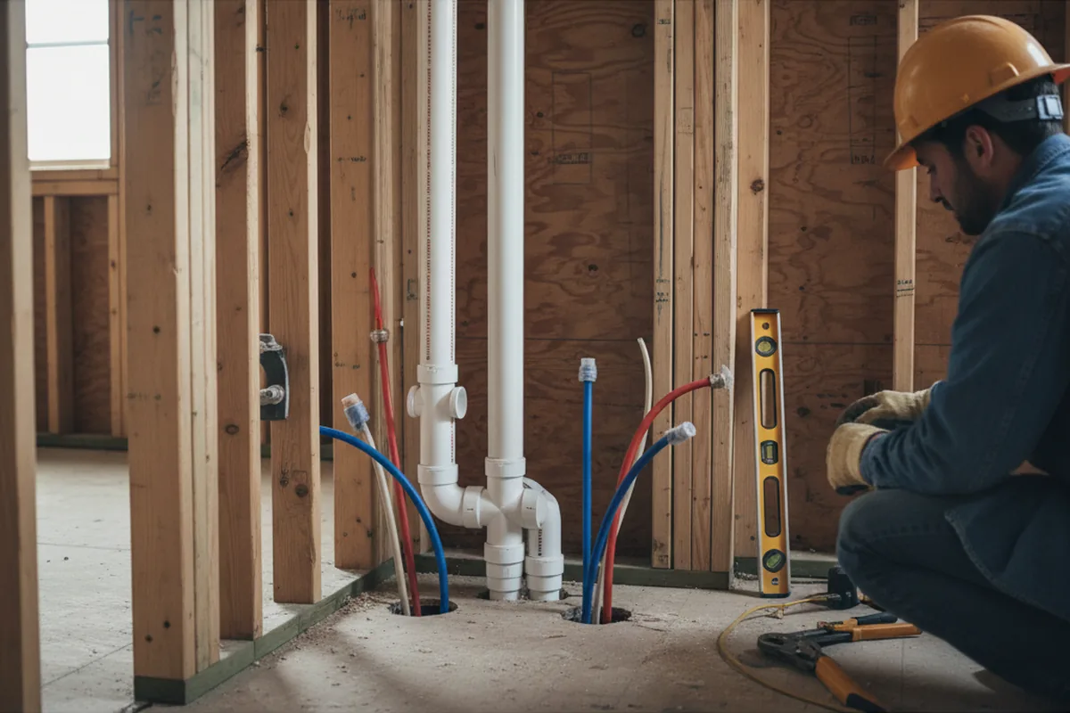 Drain and supply rough-in during Drain Cleaning in North Andover
